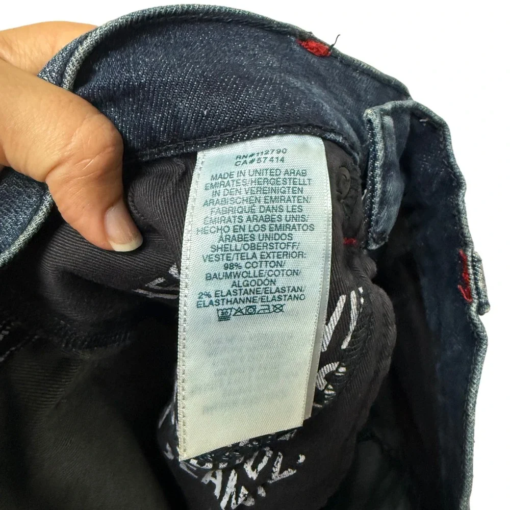 True Religion Manchester United Distressed Slim Moto Jeans‎ Dark Wash Mens 30